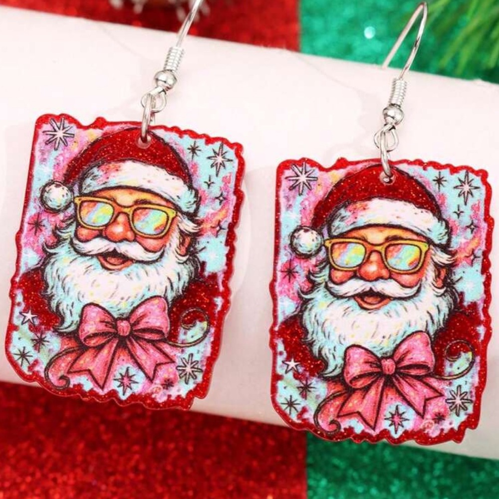 Acrylic Santa Dangle Earrings